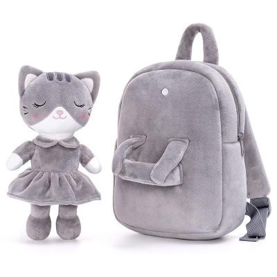 China Kids Toy Gift/Gather/School Bag Mascot Customized Kindergarten Soft Plush Kids Gray Backpack for sale