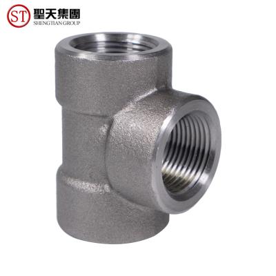 China SGS Ansi B16.11 Stainless Steel Tee Fittings For Pipe Line for sale