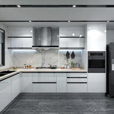 China Kitchen Cabinets Modern Design with Quartz Stone Countertop and Backsplash Accessories for sale