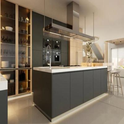 China Modern Kitchen Cabinets with Customized Waterproof Wooden Doors in European Style for sale