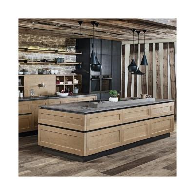 China Solid Wood Kitchen Cabinets with Beveled Edge Countertop Edging and MDF Door Material for sale