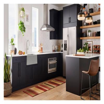 China Flat Pack Fitted Kitchen Cabinetry Set with Modern Handle less Design and Accessories for sale