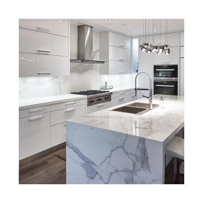 China Modular Kitchen Cabinets Customized with Matte Finish and Quartz Stone Countertops for sale