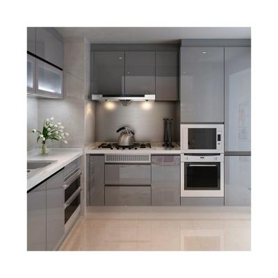 China European Style High Glossy Waterproof Wooden Modular Kitchen Cabinets with Customized Size for sale