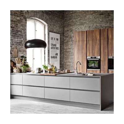 China Melamine Board Matte Kitchen Cabinet with Lacquer Door Panel Surface Treatment for sale