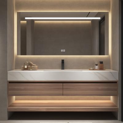 China Quartz Stone Countertop Moderno Mural Montado Lavabo Duplo Vanity para e banheiro Prático à venda