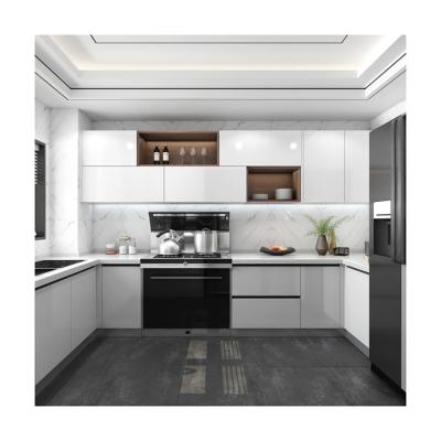 China Modern Style U Shape Cabinet Lacquer Painting Kitchen Cupboard with Durable Advantage for sale