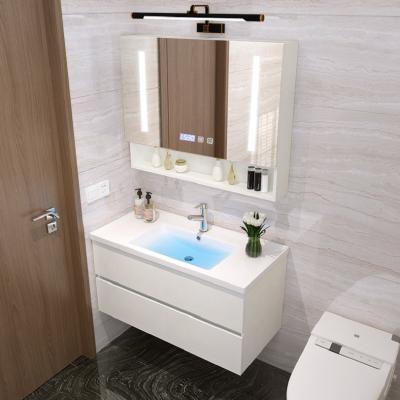 China Modern Design White Wood Wall Bathroom Vanity Cabinet for in MR-MDF Carcase Material for sale