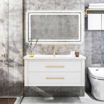 China Mirrored Cabinets and Quartz Stone Countertop Bathroom Cabinet Set for Modern Style for sale