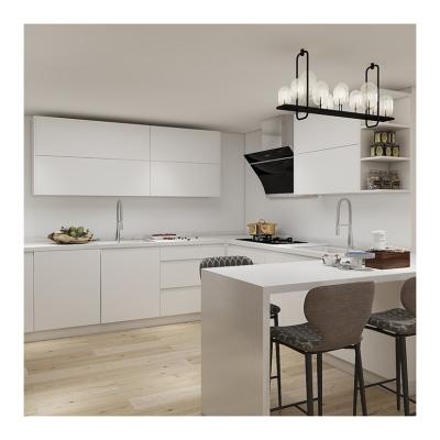 China Highly ODM/OEM Contemporary L Shaped White Kitchen Cabinets with Modular Cabinet Type for sale