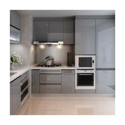 China Modern Indoor Kitchen Cabinet Set with Gray Island Shape and MDF Doors at Affordable for sale