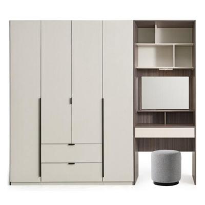 China Master Bedroom White Solid Wood Wardrobe with Dressing Table in Lacquered Finish for sale