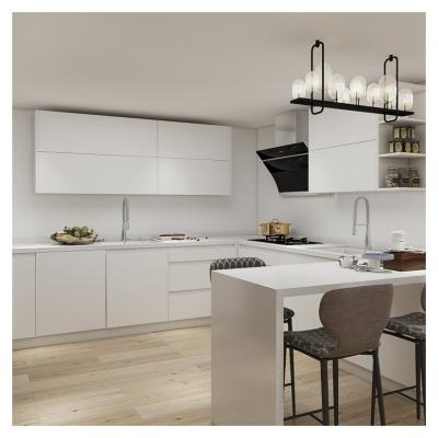 China Quartz Stone Countertop Modern Sliding Doors White Modular Kitchen Cabinet Chennai for sale