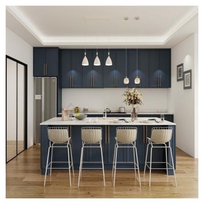 China Tendência Blue Shaker estilo armários de cozinha Móveis de madeira maciça para cozinha modular à venda