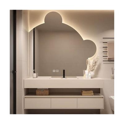 China Rectangle LED Mirror Cabinet with Sintered Stone Countertop and Bathroom Storage Space for sale