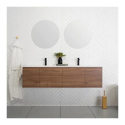 China Wall Mounted Customized Concrete Bathroom Vanity Cabinet Set with Cupboard and Mirror for sale