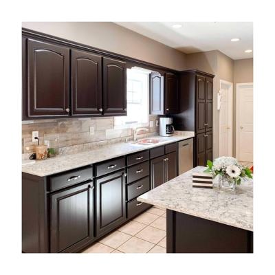 China Carcass Material E1 Particleboard Shaker Kitchen Cabinets with Solid Wood and Marble for sale