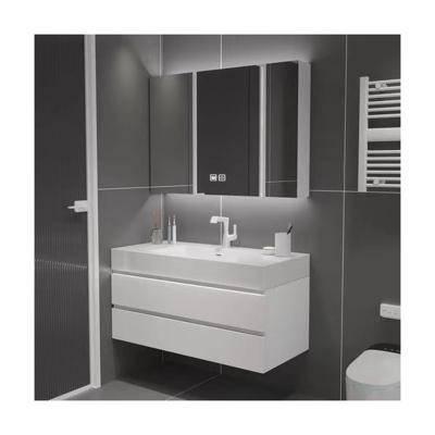 China Moderne witte badkamer vanity combo met spiegel en wastafel 38-46 inch gekweekt marmer Te koop