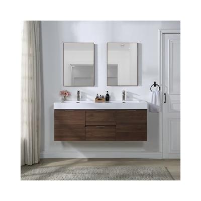 China Rectangle LED Mirror Sink Floating Bathroom Cabinet Set with Custom Size Vanity Combo for sale