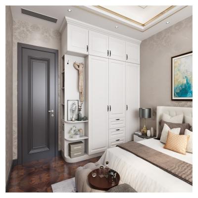 China Villa Sliding Door White Wooden Wardrobe Customized Size for Modern Bedroom Furniture for sale