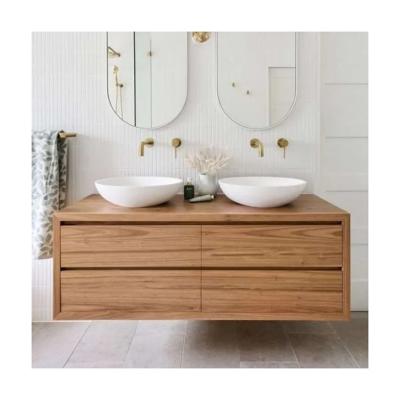 China Modern Apartment Vanity Wooden Panel Bathroom Cabinet with Undercounter Basin Mirror for sale