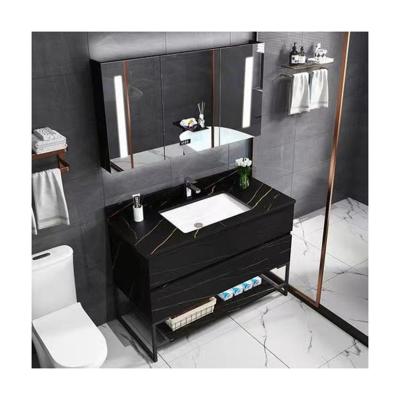 China Vanity Combo Black Tall Narrow 36 Inch Bathroom Vanity with Solid Wood and Countertop for sale