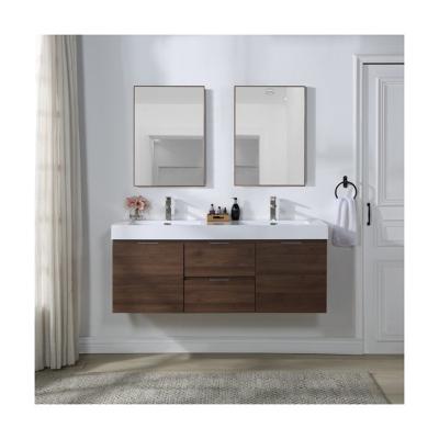 China Countertop Modern American Hotel Mini Marble Bathroom Sink And Particleboard Cabinet Bath Mirror for sale