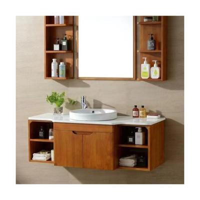 China Puerta de madera maciza YALIG Modular Veneer de madera de fregadero único Baño de vanidad en diseño moderno en venta