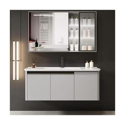 China Customized Designs Wall Hung Bathroom Cabinets with Vanity Counter Wash Basin by YALIG for sale