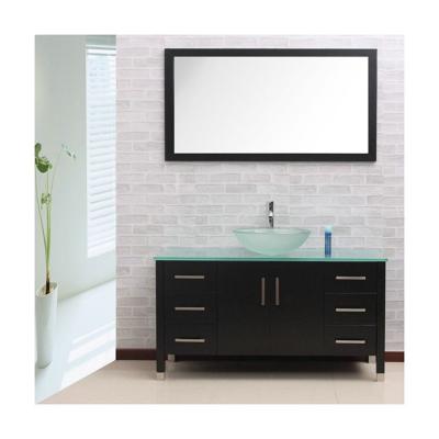 China YALIG Free-standing Flush Panel with Handle Quartz Countertop Bathroom Vanity Customized for sale