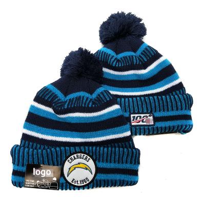 China The COMMON Chief Football Team Knit Beanie Classical Cuffed Pom Pom Beanie With Jacquard Logo Winter Beanie Hats by Seahawks for sale