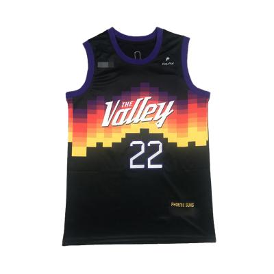 China Breathable New Season Embroidered Basketball Tank Top #22 Mesh Basketball Uniform High Quality Fitted Basketball Sports Wear for sale