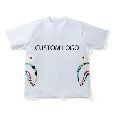 China Custom Logo Casual Men's T-shirts High Quality Anti-wrinkle Fashion Shark T-shirt Plain T-shirts 100% Cotton for sale