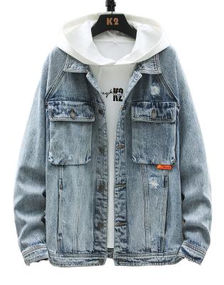 China Breathable Denim Jacket Men's Denim Ripped Cargo Coat Plus Size Super Quality Fashion Outdoor Jackets for sale