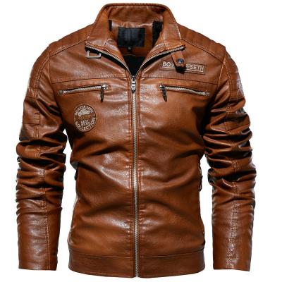 China Fashion punk style waterproof men's PU leather jacket winter jacket coat plus size patchwork motorcycle jackets for sale