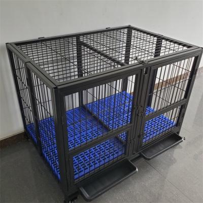 China Folding Iron Cage02-XXXL Breathable Black Crate On Wheels Extra Large Dog Pads 134X74X110=52