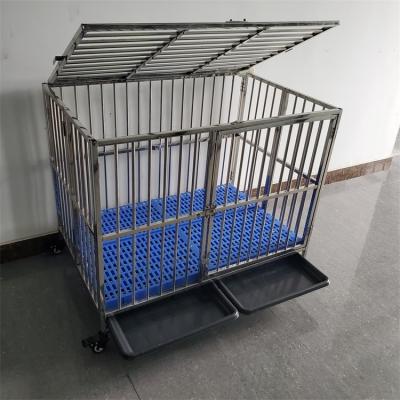 China Breathable stainless steel dog kennel cage01-XXL wholesale plastic roof 134X74X110=52