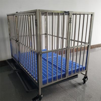 China Breathable custom made stainless steel dog kennel cage01-XL collapsible commercial supplies 128X74X106=50