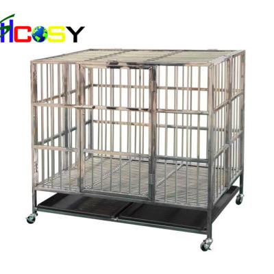 China Breathable Hot Selling 43 Inch Dog Crate Stainless Steel Kennel Single Door Cage For Bully Dog for sale