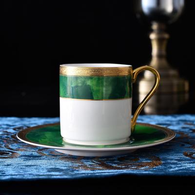 China Sustainable Ceramic Custom Gold Plated Cup Tea Cup Set Good Selling Tea Cups And Saucers for sale