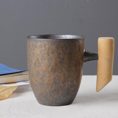 China Customized Viable Wooden Handle Bamboo Wooden Ceramic Mug Coffee Mug Handle for sale