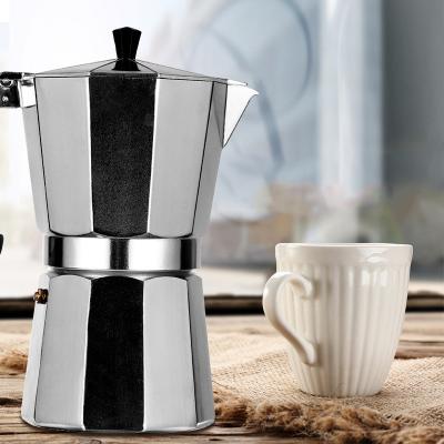 China WITH LID Factory Wholesale High Quality Silver Aluminum Durable Coffee Maker Espresso Coffee Maker Mocha Pot for sale