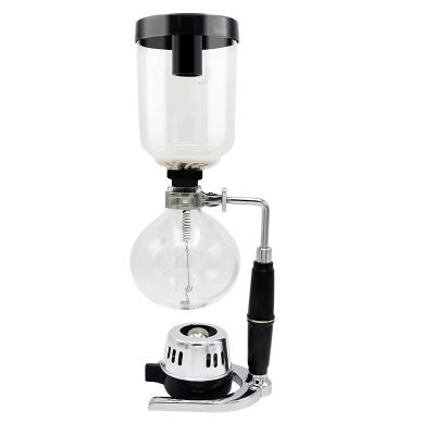 China Hotel Professional Borosilicate Glass 3/5 Cup Belgium Siphon Coffee Maker Siphon Black Coffee Maker for sale