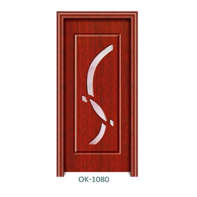 China Bathroom Commercial Exterior Glass Doors Sound Insulation PVC UPVC Frost Wooden Door Design for sale