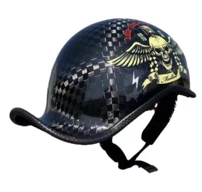 China High Quality 12K Retro Carbon Fiber Motorcycle Helmet Half Helmet for sale