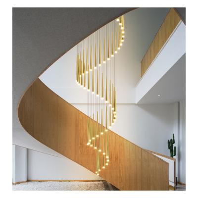 China Modern Single Duplex Chandelier Modern Simple Duplex Living Room Decoration Living Room Decoration Atmosphere LED Spiral Tube Chandelier Stair Lamp Indoor Lighting Building Vertebral Chandelier for sale