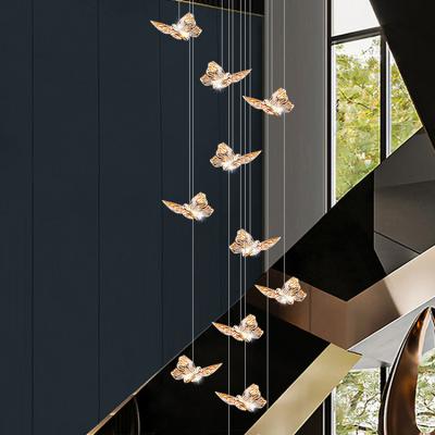 China Modern Decoration Butterfly Chandelier Staircase Lighting Suspension Design LED Indoor Lighting Pendant Light For Dining Room Hotel Lobby Pendent for sale