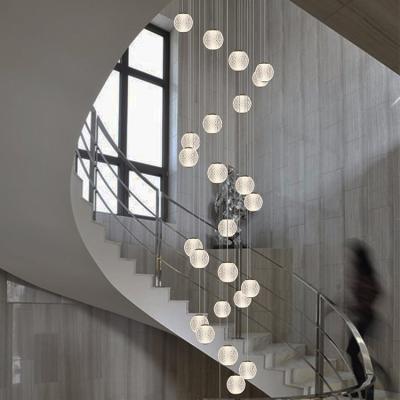 China Modern Designer Crystal Staircase Restaurant Bar Terrace Apartment Decoration Indoor Lighting Chandelier Decorated Villa Staircase LED Pendant Lamp for sale