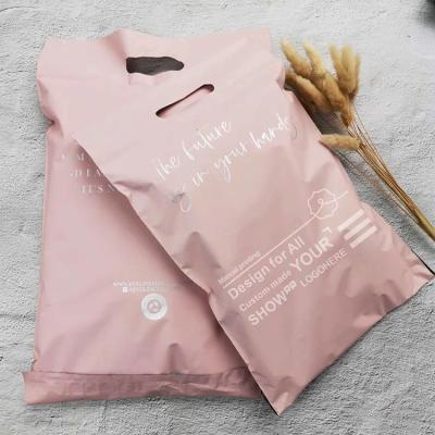 China Pink Logo Printed Clothing Package Compostable Recyclable Custom Biodegradable Poly Mailer Mailing Bag for sale