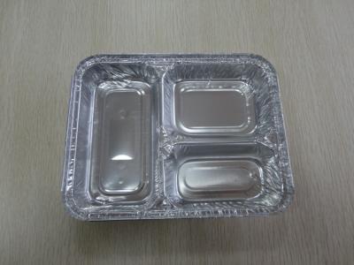 China High Temperature Sterilization Food Aluminum Storage Containers 3 Compartment For Fast Food for sale